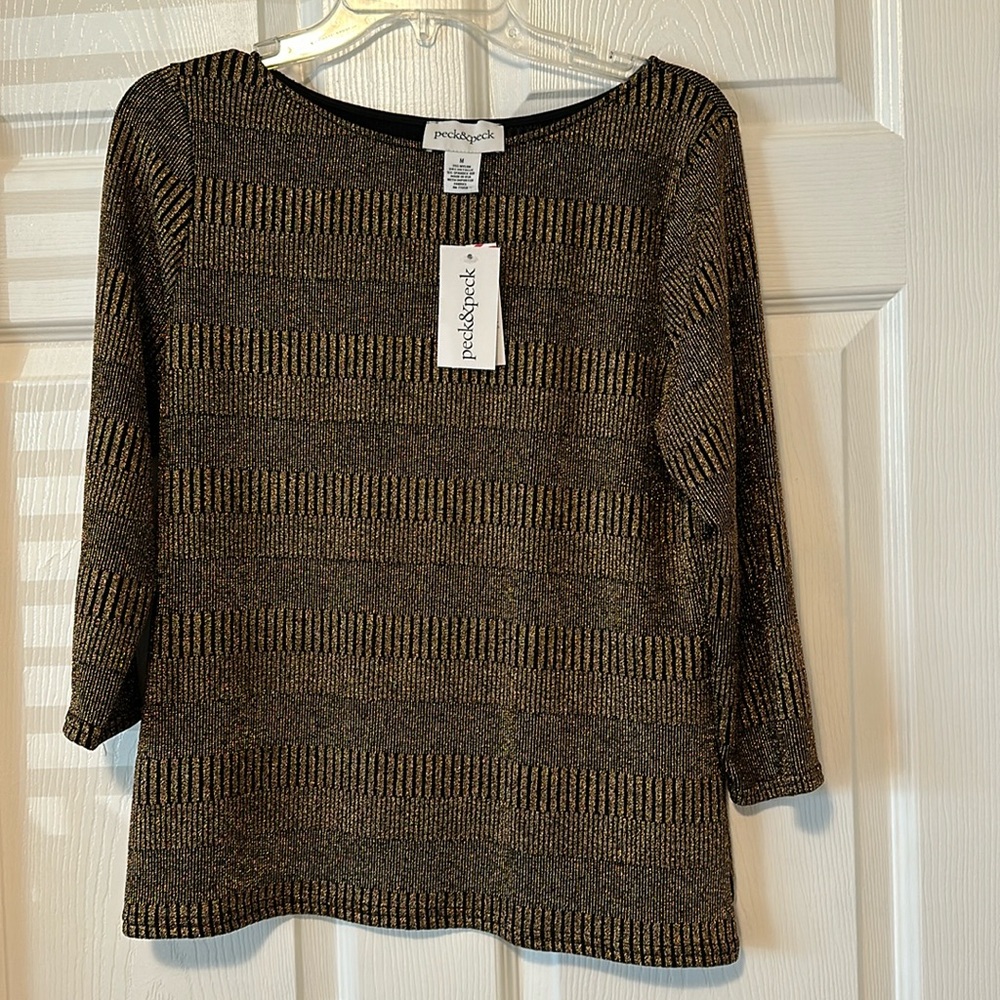 Women’s brand new with tags, peck and peck lightweight bronze black size M shirt